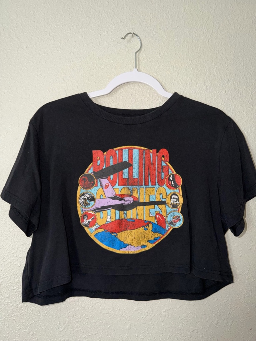 the Rolling Stones Black Logo Tee with White Print